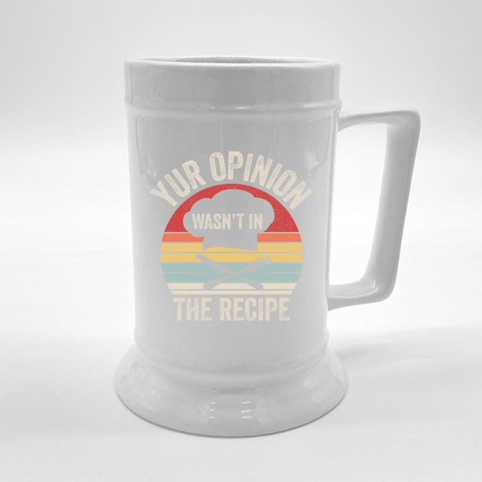 Vintage Retro Your Opinion Wasnt In The Recipe Chef Cooking Gift Front & Back Beer Stein