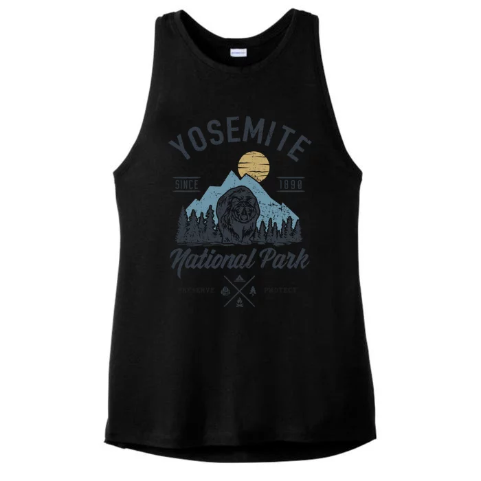 Vintage Retro Yosemite National Park Hiking Gift Ladies Tri-Blend Wicking Tank