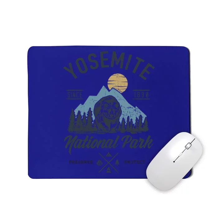 Vintage Retro Yosemite National Park Hiking Gift Mousepad