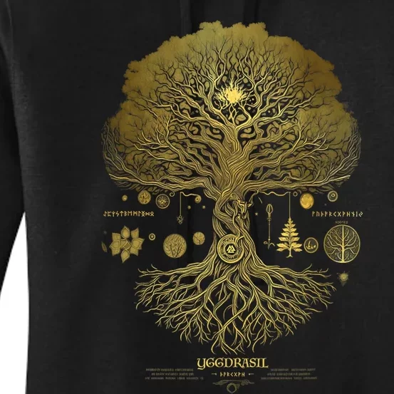 Viking Runes Yggdrasil Tree Of Life Norse Women's Pullover Hoodie