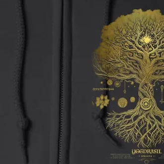 Viking Runes Yggdrasil Tree Of Life Norse Full Zip Hoodie