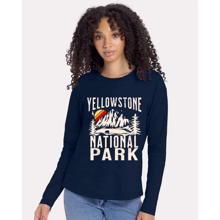 Vintage Retro Yellowstone National Park Womens Cotton Relaxed Long Sleeve T-Shirt