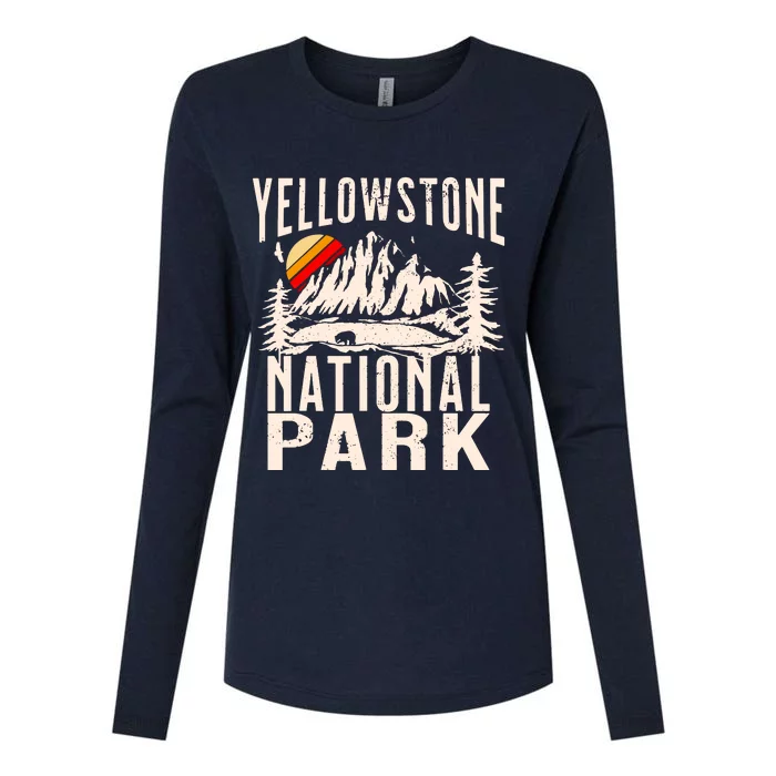 Vintage Retro Yellowstone National Park Womens Cotton Relaxed Long Sleeve T-Shirt