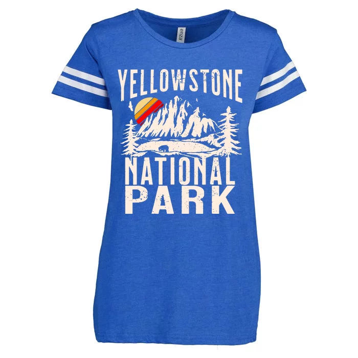 Vintage Retro Yellowstone National Park Enza Ladies Jersey Football T-Shirt