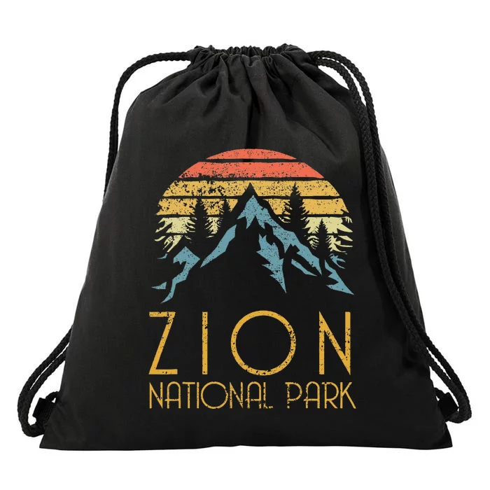 Vintage Retro Zion National Park Utah Drawstring Bag