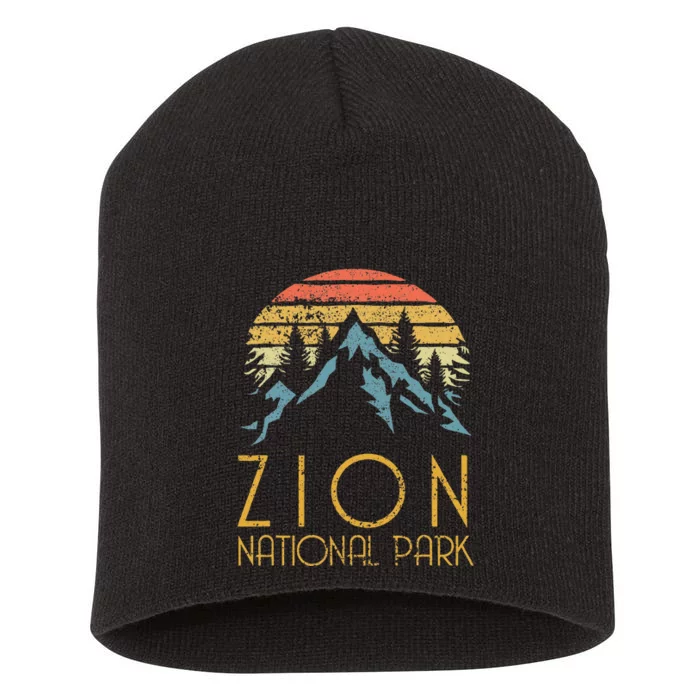 Vintage Retro Zion National Park Utah Short Acrylic Beanie