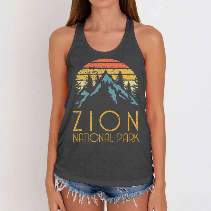 Vintage Retro Zion National Park Utah Women's Knotted Racerback Tank