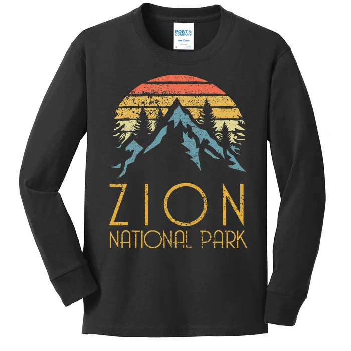 Vintage Retro Zion National Park Utah Kids Long Sleeve Shirt