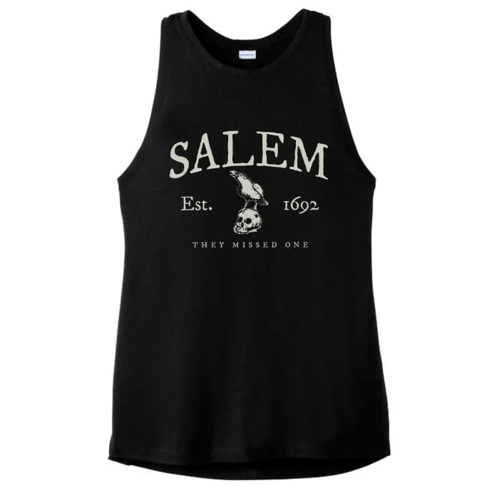 Vintage Salem 1692 They Missed One Witch Halloween Ladies Tri-Blend Wicking Tank