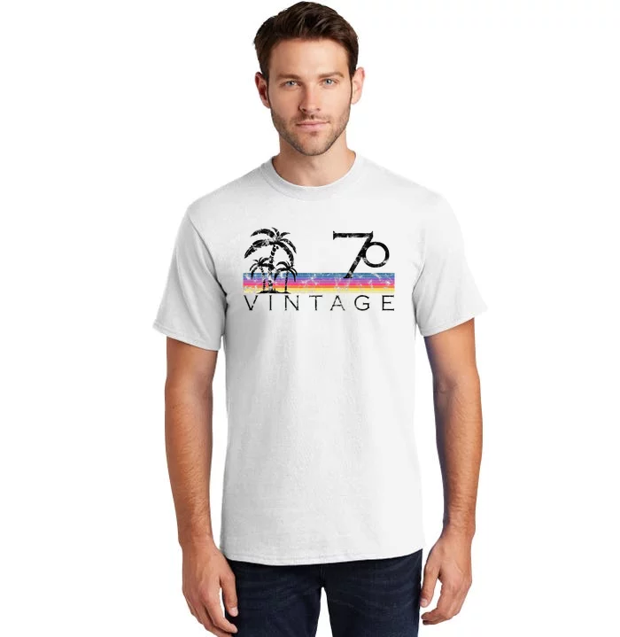 Vintage Surfing 1970 Pacific Ocean Sunset Birthday Gift For Tall T-Shirt