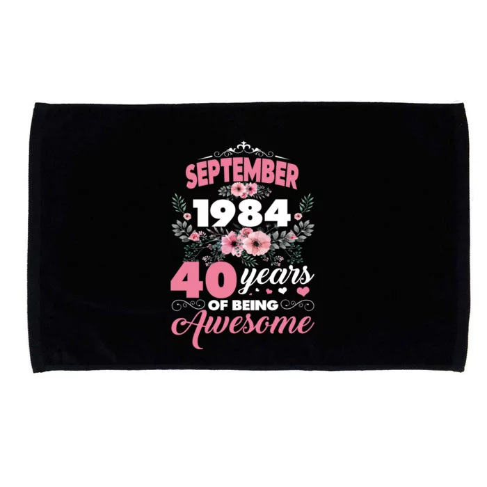 Vintage September 1984 40th Birthday 40 Years Old Floral Microfiber Hand Towel