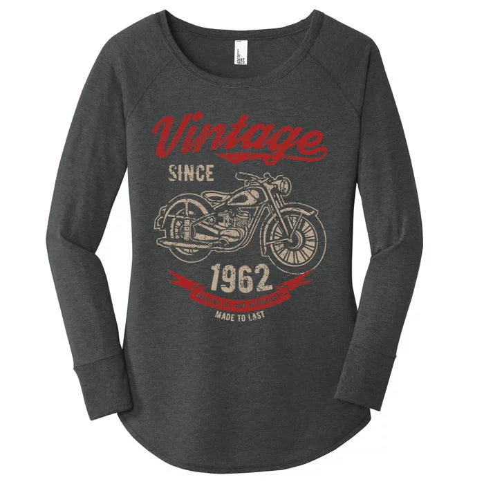 Vintage Since 1962 Birthday Gift Motorcycle Bike Women's Perfect Tri Tunic Long Sleeve Shirt