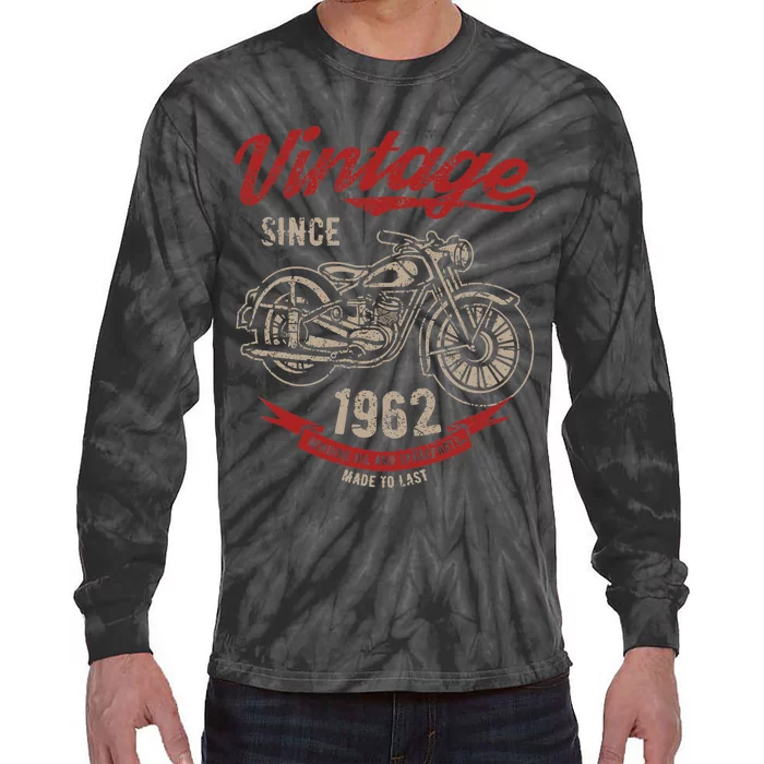 Vintage Since 1962 Birthday Gift Motorcycle Bike Tie-Dye Long Sleeve Shirt