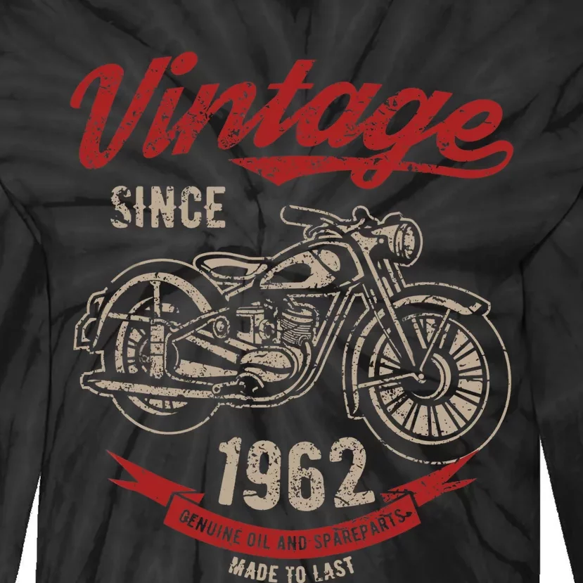 Vintage Since 1962 Birthday Gift Motorcycle Bike Tie-Dye Long Sleeve Shirt