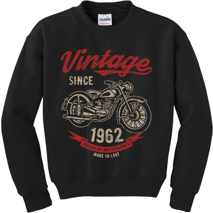 Vintage Since 1962 Birthday Gift Motorcycle Bike Kids Sweatshirt