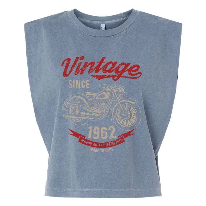 Vintage Since 1962 Birthday Gift Motorcycle Bike Garment-Dyed Women's Muscle Tee