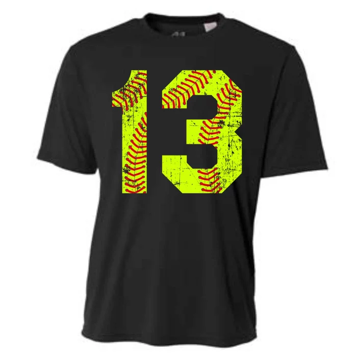 Vintage Softball 13 Jersey Number Gift Cooling Performance Crew T-Shirt