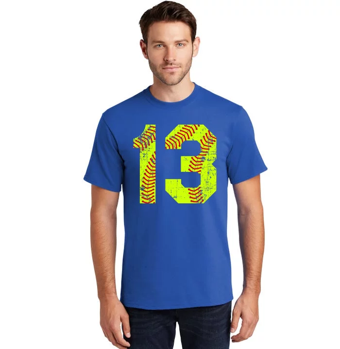 Vintage Softball 13 Jersey Number Gift Tall T-Shirt