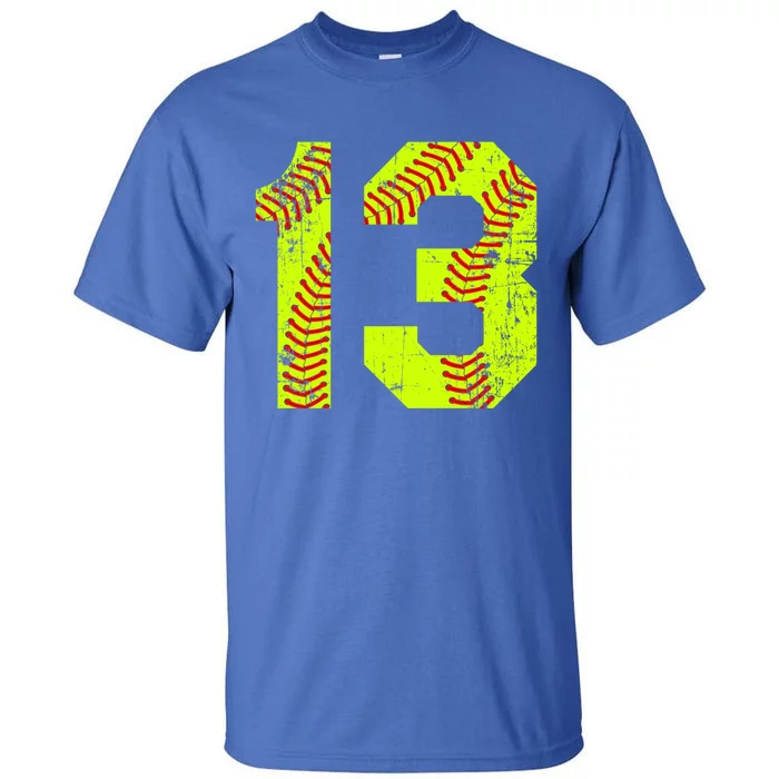 Vintage Softball 13 Jersey Number Gift Tall T-Shirt