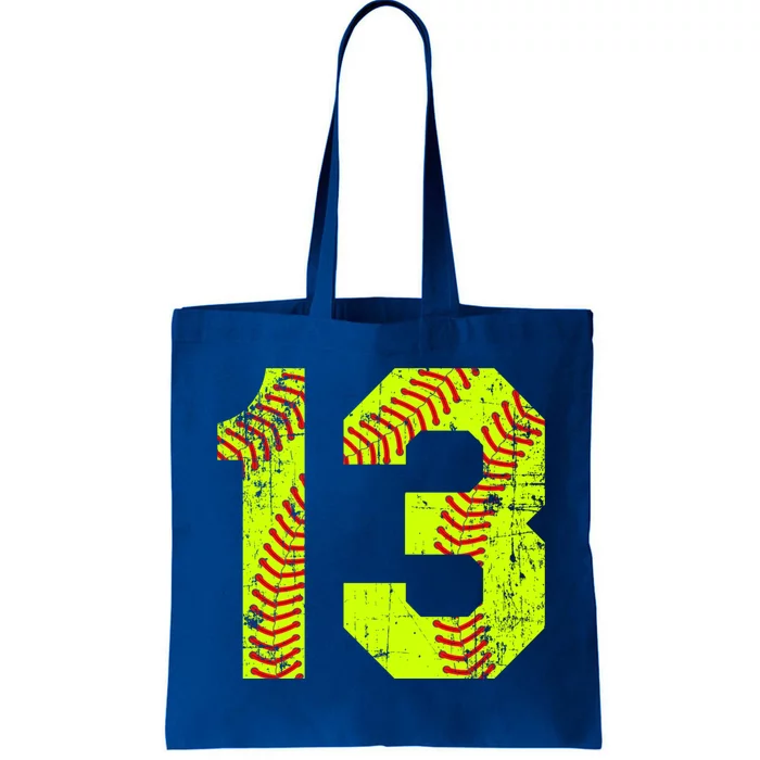 Vintage Softball 13 Jersey Number Gift Tote Bag