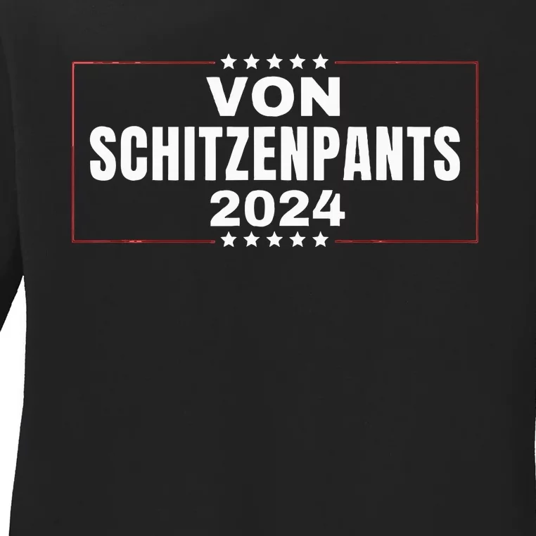 Von Shitzenpants 2024 Funny Trump Ladies Long Sleeve Shirt