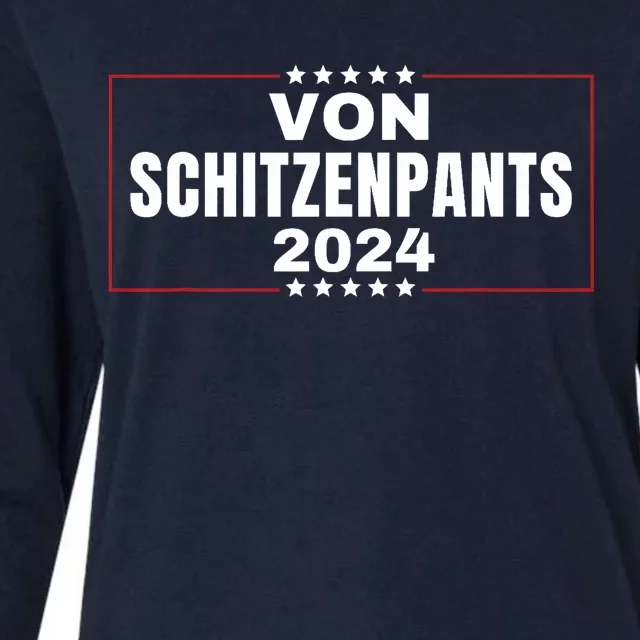 Von Shitzenpants 2024 Funny Trump Nickname Womens Cotton Relaxed Long Sleeve T-Shirt