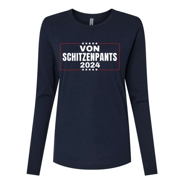 Von Shitzenpants 2024 Funny Trump Nickname Womens Cotton Relaxed Long Sleeve T-Shirt