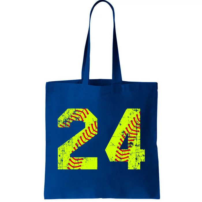 Vintage Softball 24 Jersey Number Gift Tote Bag