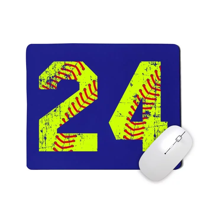 Vintage Softball 24 Jersey Number Gift Mousepad