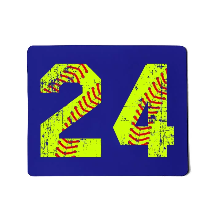 Vintage Softball 24 Jersey Number Gift Mousepad