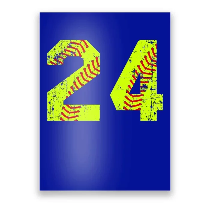 Vintage Softball 24 Jersey Number Gift Poster