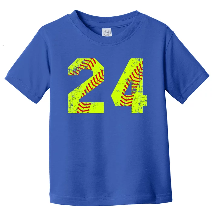 Vintage Softball 24 Jersey Number Gift Toddler T-Shirt