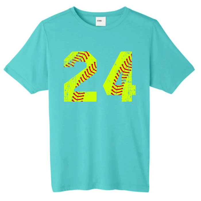 Vintage Softball 24 Jersey Number Gift ChromaSoft Performance T-Shirt