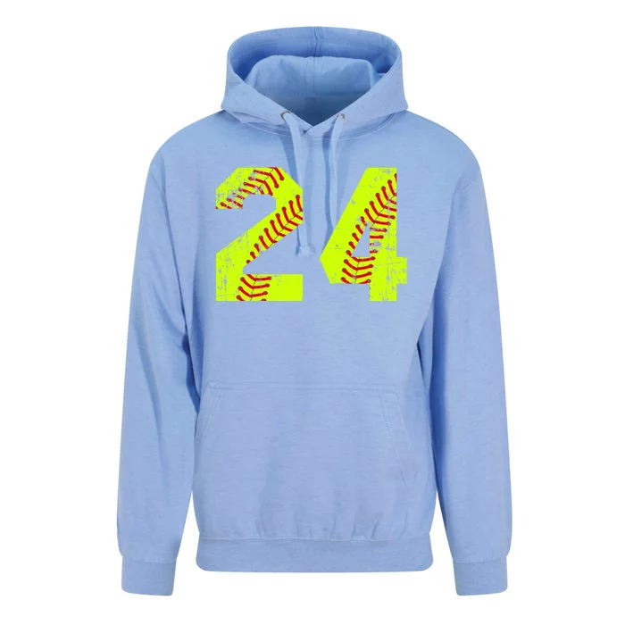 Vintage Softball 24 Jersey Number Gift Unisex Surf Hoodie