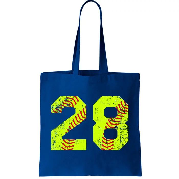 Vintage Softball 28 Jersey Number Gift Tote Bag