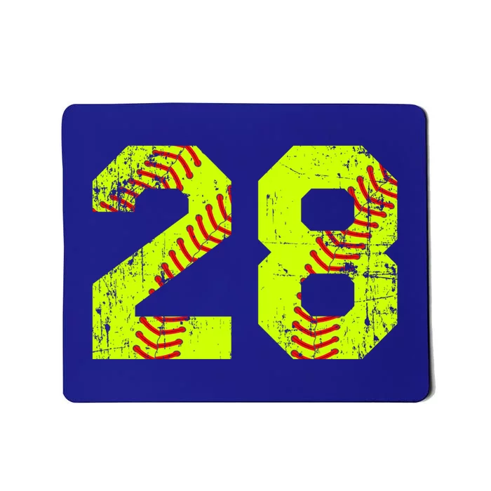 Vintage Softball 28 Jersey Number Gift Mousepad