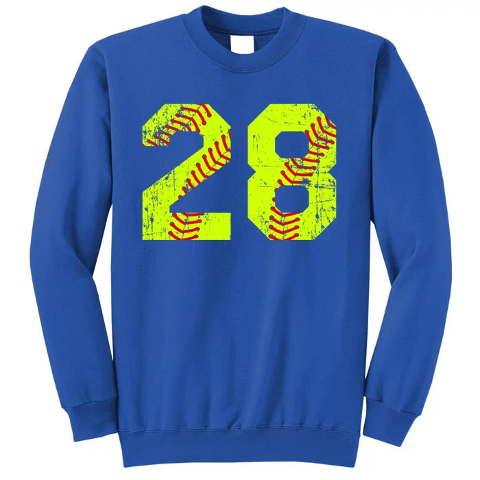 Vintage Softball 28 Jersey Number Gift Tall Sweatshirt