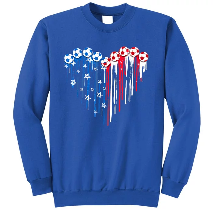 Vintage Soccer 4th Of July Usa American Heart Flag Gift Sweatshirt