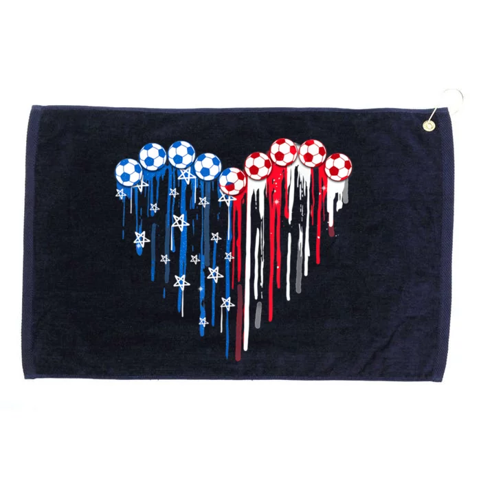 Vintage Soccer 4th Of July Usa American Heart Flag Gift Grommeted Golf Towel