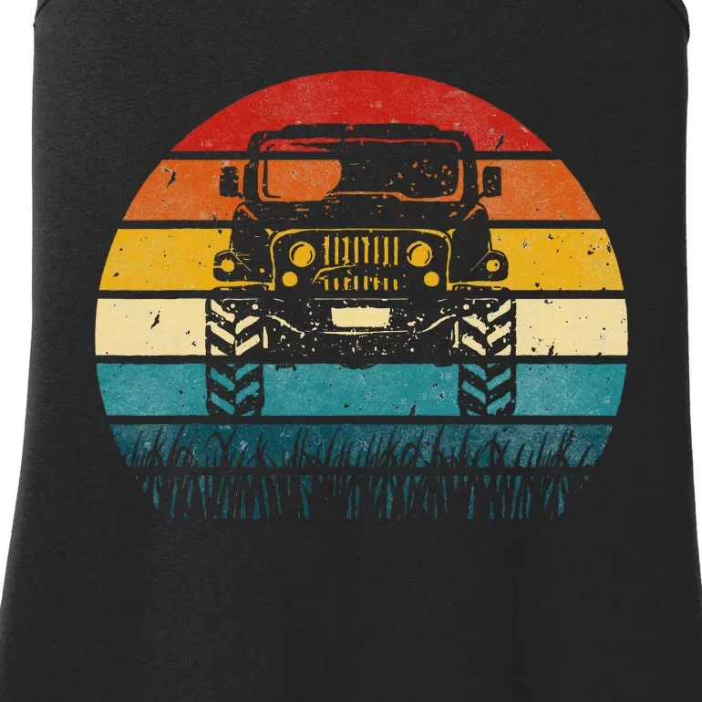 Vintage Sunset 4x4 Car Off Road Wave Big Cars Driving Ladies Essential Tank