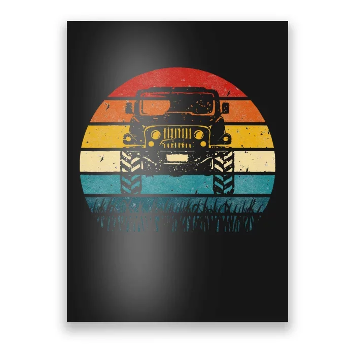 Vintage Sunset 4x4 Car Off Road Wave Big Cars Driving Poster