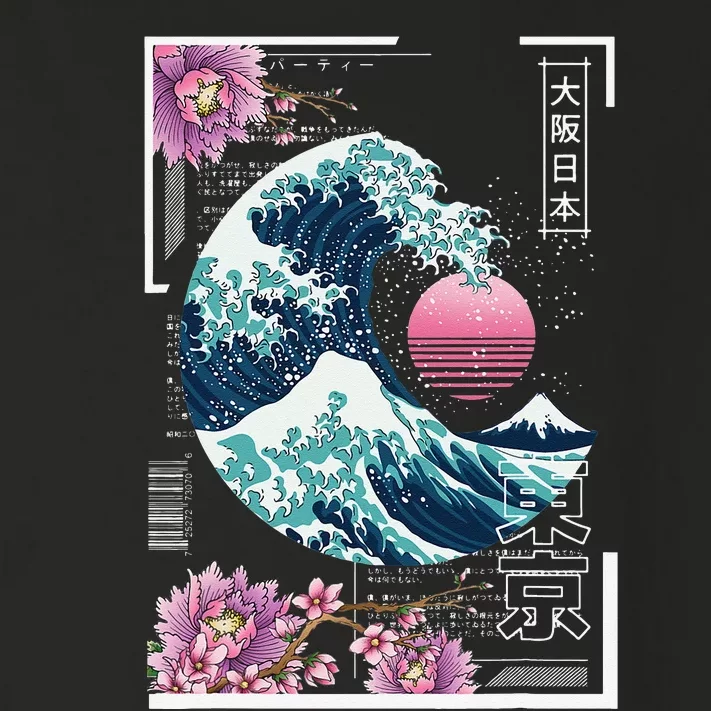 Vaporwave Synthwave 80's Japan Japanese Great Wave Tokyo 80s Toddler Long Sleeve Shirt