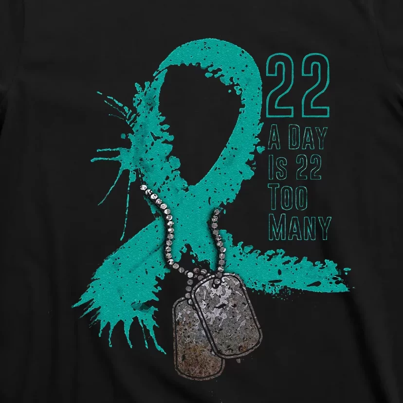 Veteran Suicide Awareness Ribbon 22 A Day Is 22 Too Many T-Shirt