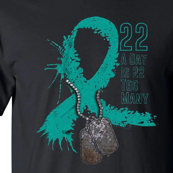 Veteran Suicide Awareness Ribbon 22 A Day Is 22 Too Many Tall T-Shirt