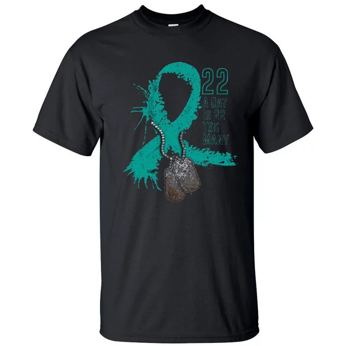 Veteran Suicide Awareness Ribbon 22 A Day Is 22 Too Many Tall T-Shirt