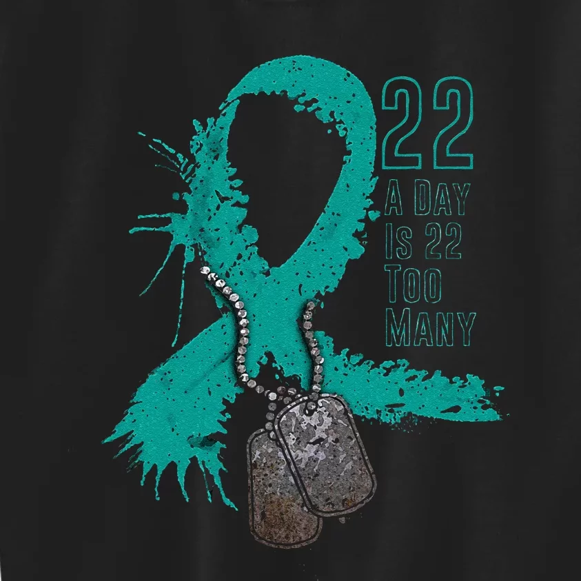 Veteran Suicide Awareness Ribbon 22 A Day Is 22 Too Many Kids Sweatshirt