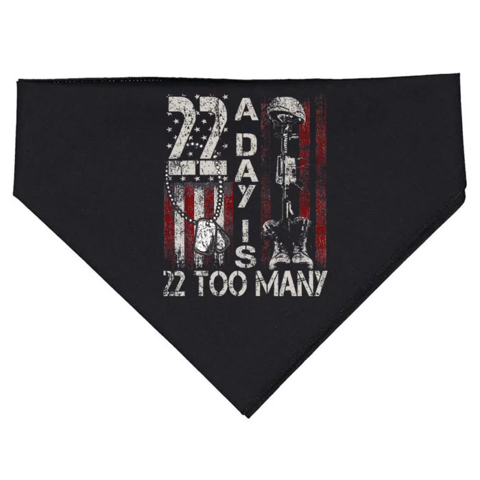 Veteran Suicide Awareness Ribbon 22 A Day Is 22 Too Many USA-Made Doggie Bandana