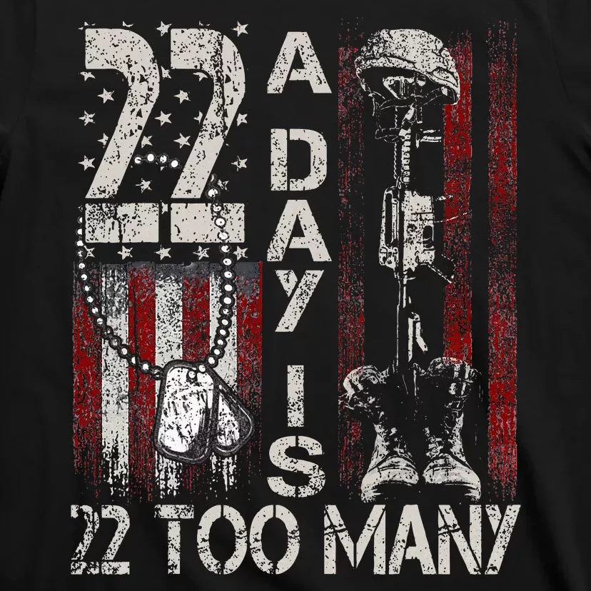 Veteran Suicide Awareness Ribbon 22 A Day Is 22 Too Many T-Shirt