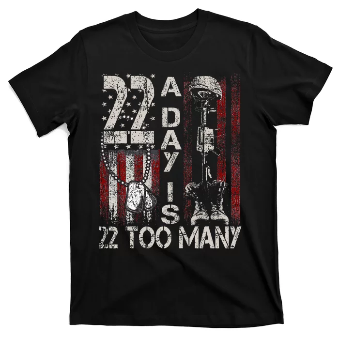 Veteran Suicide Awareness Ribbon 22 A Day Is 22 Too Many T-Shirt