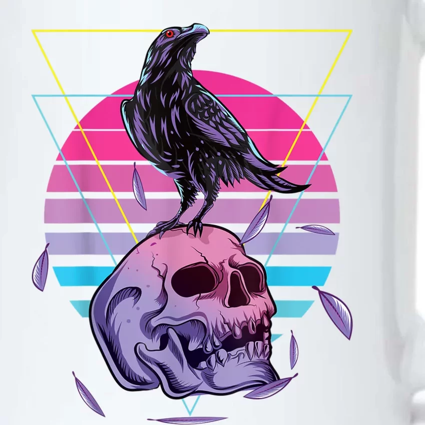 Vaporwave Skull And Crow Retro Aesthetic Pastel Goth Art Black Color Changing Mug